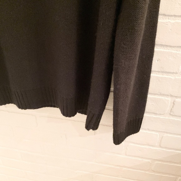 Sweater knit Long sleeve Turtleneck Oversized Black Merino Wool blend M - Picture 7 of 10